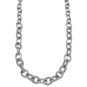 Sterling Traversa & Shiny Oval Links Necklace VHN 1509