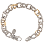 Alisa Sterling Traversa & Shiny Yellow Gold Oval Links Man's Bracelet VHB 1460