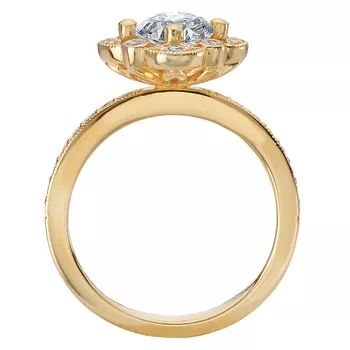 Flower Styled Semi-Mount Engagment Ring 160313-RD100Y