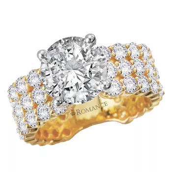 Triple Row Band Semi-Mount Lab Grown Diamond Engagement Ring 160314-RD300YLG