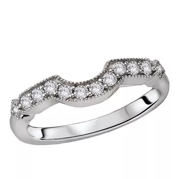 Notched Front Milgrain Design Wedding Band 160323-W
