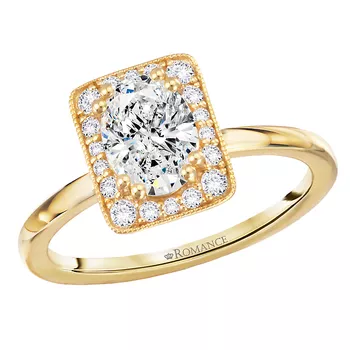 Halo Style and Milgrain Designed Semi-Mount Engagement Ring 160316-OV100Y