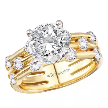 Diamond Engagement Ring with a 3-Row Band 160330-RD200Y