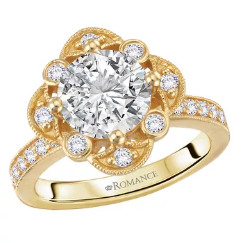 Flower Styled Semi-Mount Engagment Ring 160313-RD200Y
