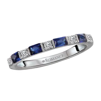 Diamond and Sapphire Wedding Band 160227-W2