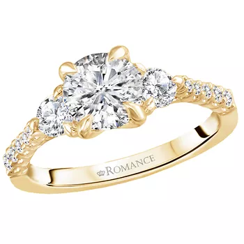Three Stone Semi-Mount Diamond Ring 119219-RD100YK