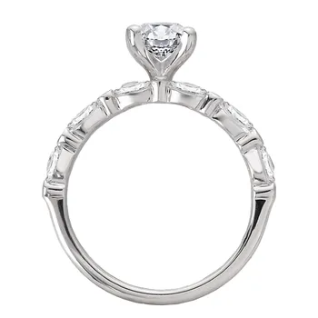 Three Row Semi-Mount Diamond Engagement Ring 160266-OV100