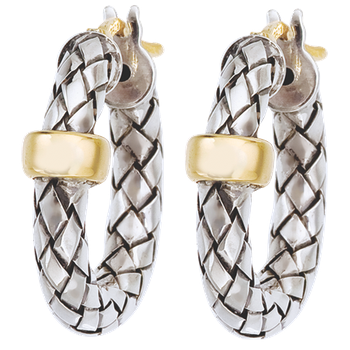 Single Station Yellow Gold Rondelle Round Sterling Traversa Hoop Earrings VHE 991