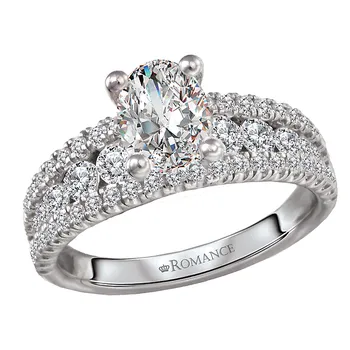 Split Row Diamond Semi-Mount Engagement Ring 160267-OV100