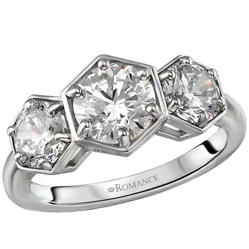 Diamond Semi-Mount 3-Stone Engagement Ring 160134-HR100