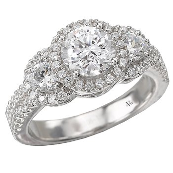 3-Stone Semi-Mount Diamond Ring 115108-100