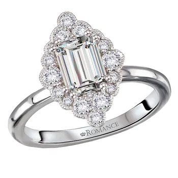 Halo and Milgrain Designed Semi-Mount Engagement Ring 160315-EM100