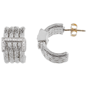 Diamond Accent 4 Row Sterling Traversa Half Hoop Earrings VHE 1315 D