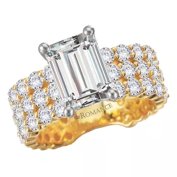 Triple Row Band Semi-Mount Diamond Engagement Ring 160314-EM300Y