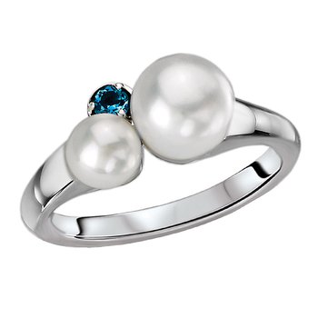 Ladies Fashion Freshwater Pearl and Blue Topaz Ring 711867-7