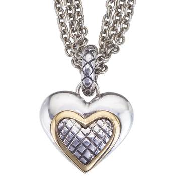Shiny Sterling & Yellow Gold with Sterling Traversa Center Heart Pendant VHP 478