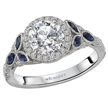 *** Lab Grown Diamond *** Sapphire and Diamond Semi-Mount Ring 160060-RD100LG