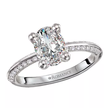 Knife Edge Banded Semi-Mount Diamond Engagement Ring 160305-OV150PT