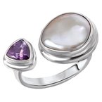 Eleganza Ladies Biwa Pearl Ring 711823-7