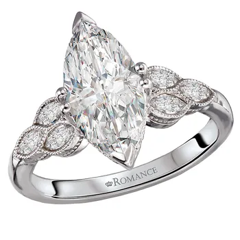 Diamond and Milgrain Detailed Semi-Mount Engagement Ring 160301-MQ200