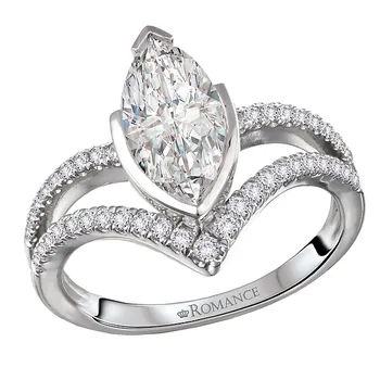 Diamond Split V-Curved Semi-Mount Diamond Ring 160311-MQ200