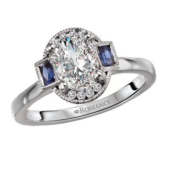 Semi-Mount Diamond and Sapphire Engagement Ring 160227-OV100SPH