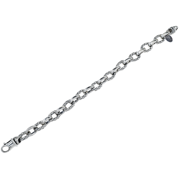 Alternating Oval Shiny & Traversa Sterling Link Bracelet VHB 1530