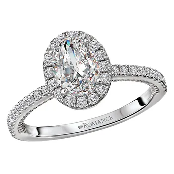 Diamond Halo Semi-Mount Engagement Ring 160188-OV100