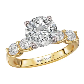 4 Prong Peg Head Semi-Mount Diamond Engagment Ring 160309-RD200Y