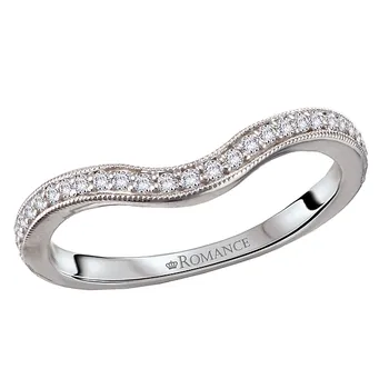 Diamond and Milgrain Detail Curved Wedding Band 160306-RD200W