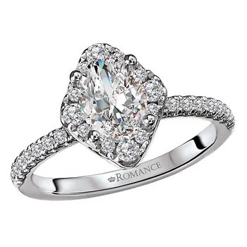 Diamond Halo Semi-Mount Engagement Ring 160175-OV100