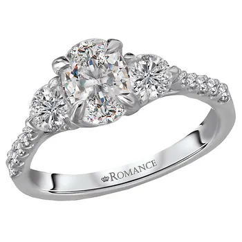 3 Stone Semi-Mount Diamond Ring 119219-OV100K