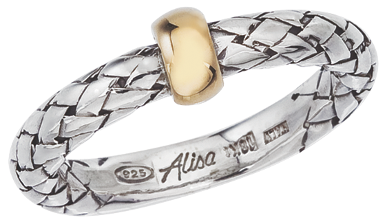 Traversa Band Ring with Single Yellow Gold Rondelle