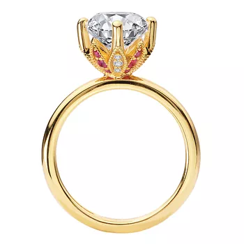 Semi-Mount Diamond Engagement Ring with Diamond and Pink Sapphires Accents 160356-EC300PSPY
