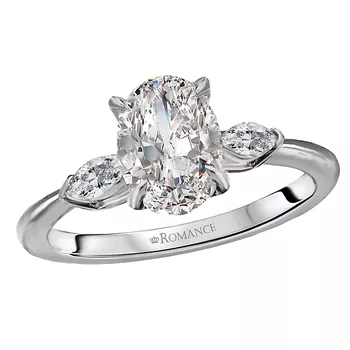Diamond Semi-Mount 3-Stone Engagement Ring 160130-OV100