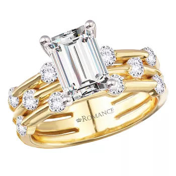 Diamond Engagement Ring with a 3-Row Band 160330-EM200Y