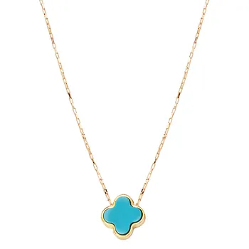 Italian 14kt Gold Turquoise Necklace 360030-TQNY