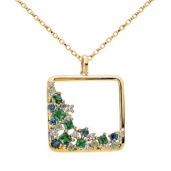 Square Diamond and Gemstone Pendant 341303-PY