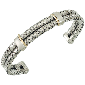 Sterling Traversa Double Wide Rondelle Double Traversa Tube Man's Cuff Bracelet VHB 828
