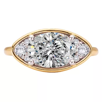 Moval-Shape, Oval Diamond Semi-Mount Engagement Ring 160329-MO200Y