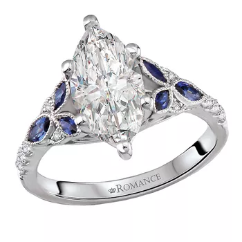 Semi-Mount Diamond and Sapphire Engagement Ring 160359-MQ200SPH