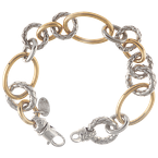 Alisa Mixed Shape & Size Traversa & Shiny Sterling & Yellow Gold Link Bracelet VHB 1461