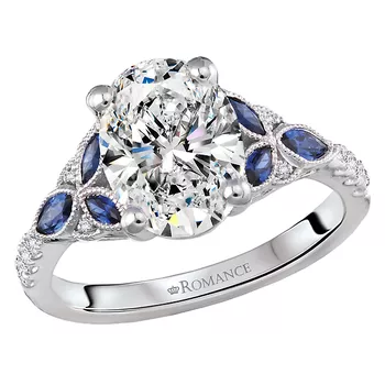 Semi-Mount Diamond and Sapphire Engagement Ring 160359-OV200SPH