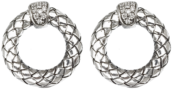 Sterling Traversa Open Circle Earrings with Pave' Diamonds at Top