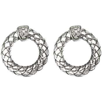 Sterling Traversa Open Circle Earrings with Pave' Diamonds at Top VHE 636 D