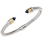 Alisa Amethyst cabochons Sterling Traversa Spring Cuff Bracelet, Yellow Gold Rondelles VHB 416 A
