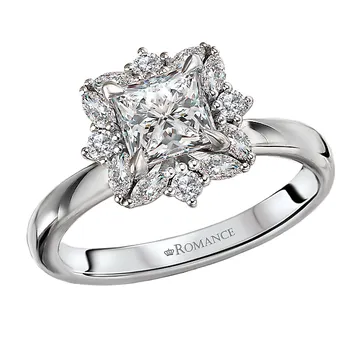 Semi-Mount Diamond Halo Engagement Ring 160190-PC100