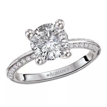 Knife Edge Banded Semi-Mount Diamond Engagement Ring 160305-RD150PT