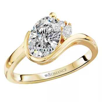 Wave Designed Semi-Mount Diamond Engagement Ring 160340-OV150Y