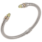 Alisa Faceted Citrine cabochons Sterling Traversa Spring Cuff Bracelet, Yellow Gold Rondelles VHB 416 FC